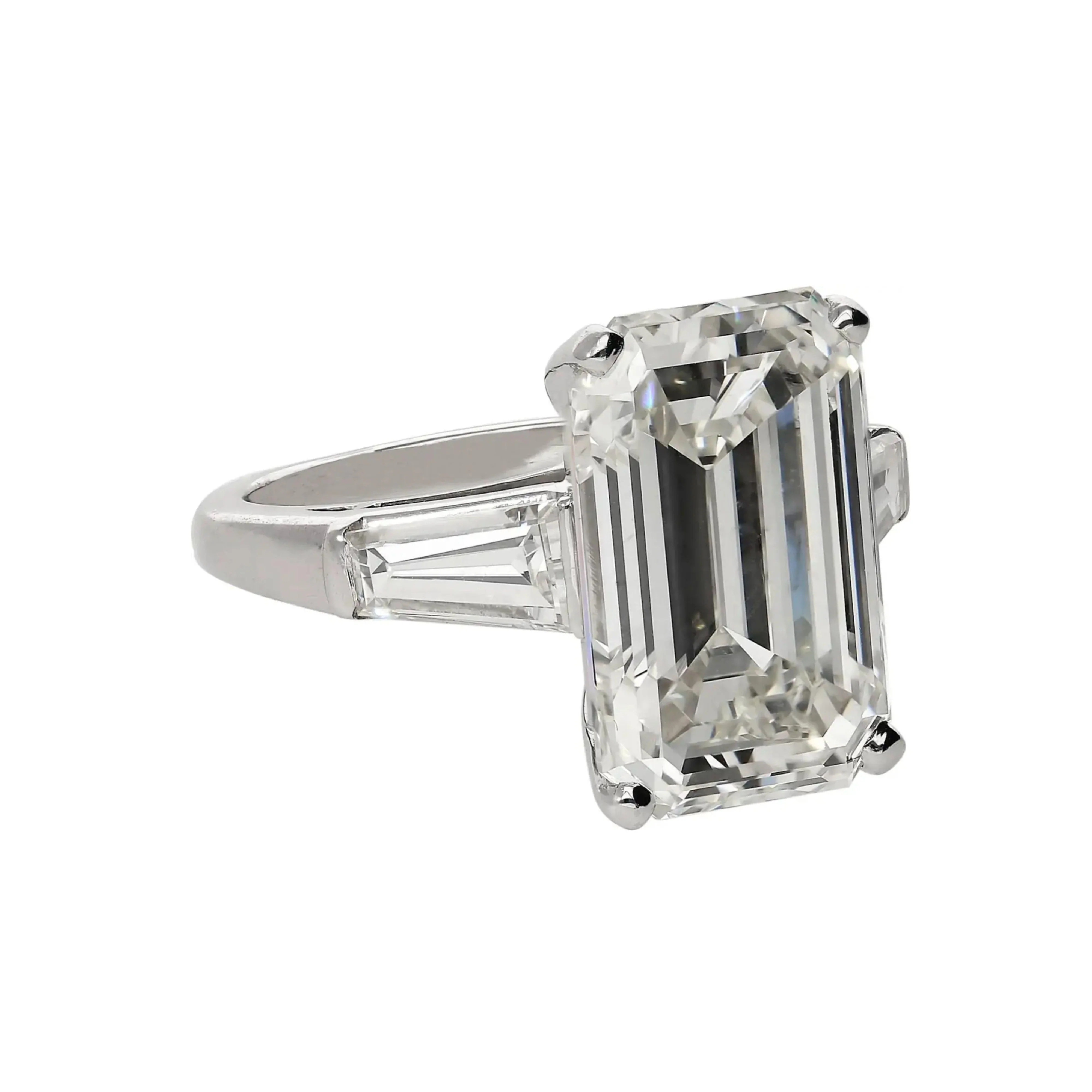 GIA Certified 10.03 Carat Emerald Cut J/VS1 Diamond Platinum Three Stone Ring - Image 2
