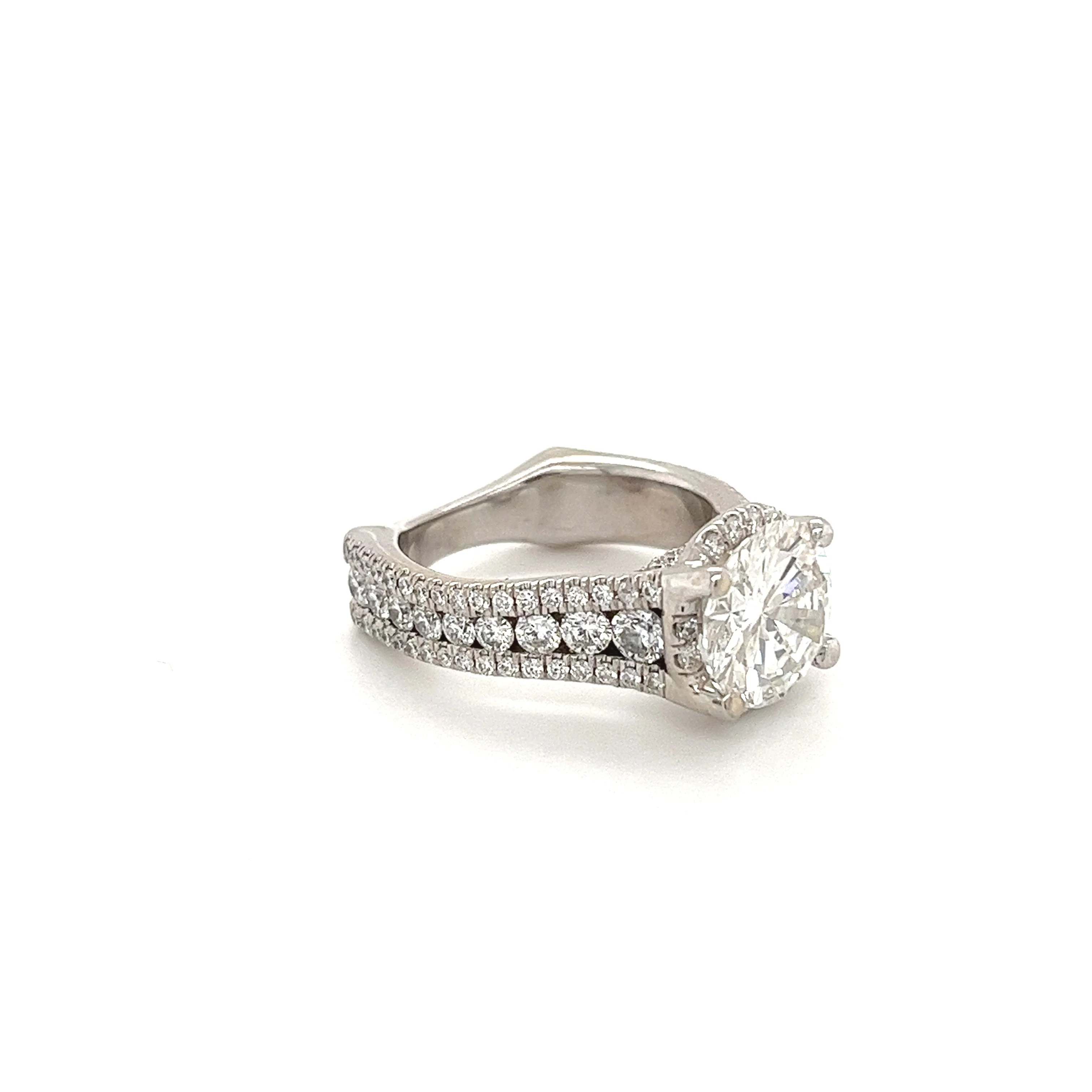 GIA Certified 3.02ct, G Color, I1 Clarity, Diamond With Hidden Diamond Halo 18k White Gold Ring - Image 2