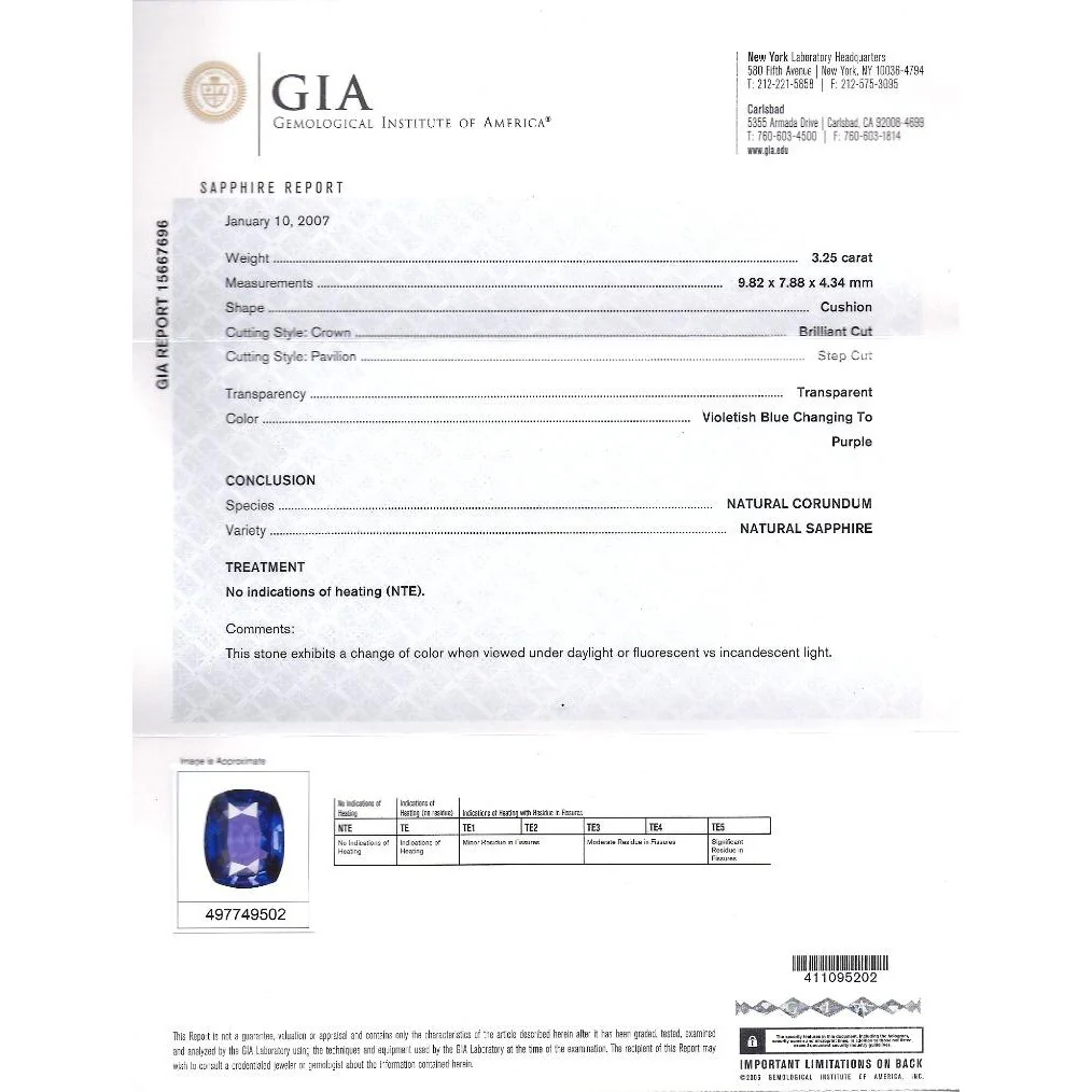 GIA Certified 3.25 Carat No Heat Color Change Blue Sapphire Ring - Image 10