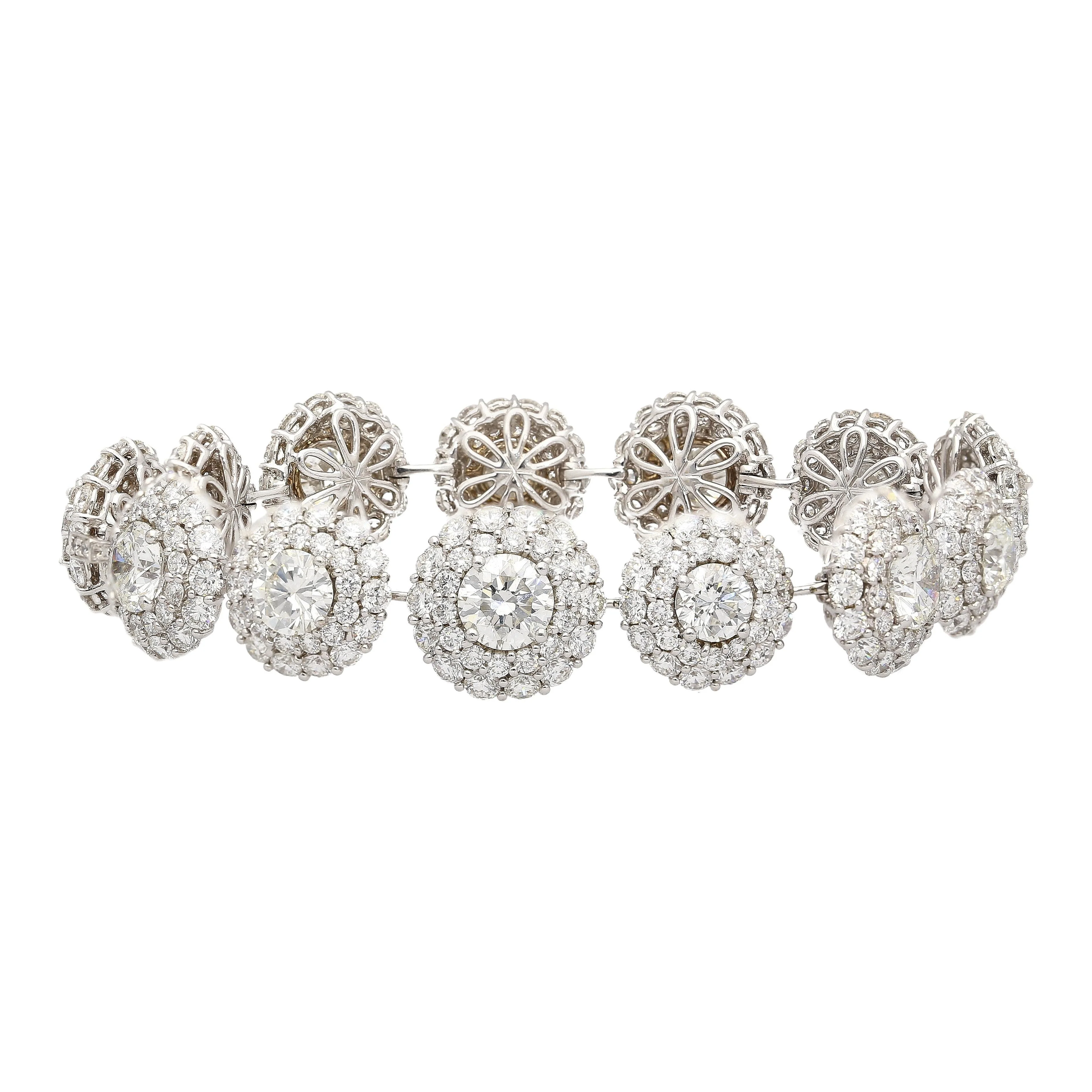 GIA Certified 30 Carat Round Diamond Circle Link Bracelet in 18K White Gold - Image 6