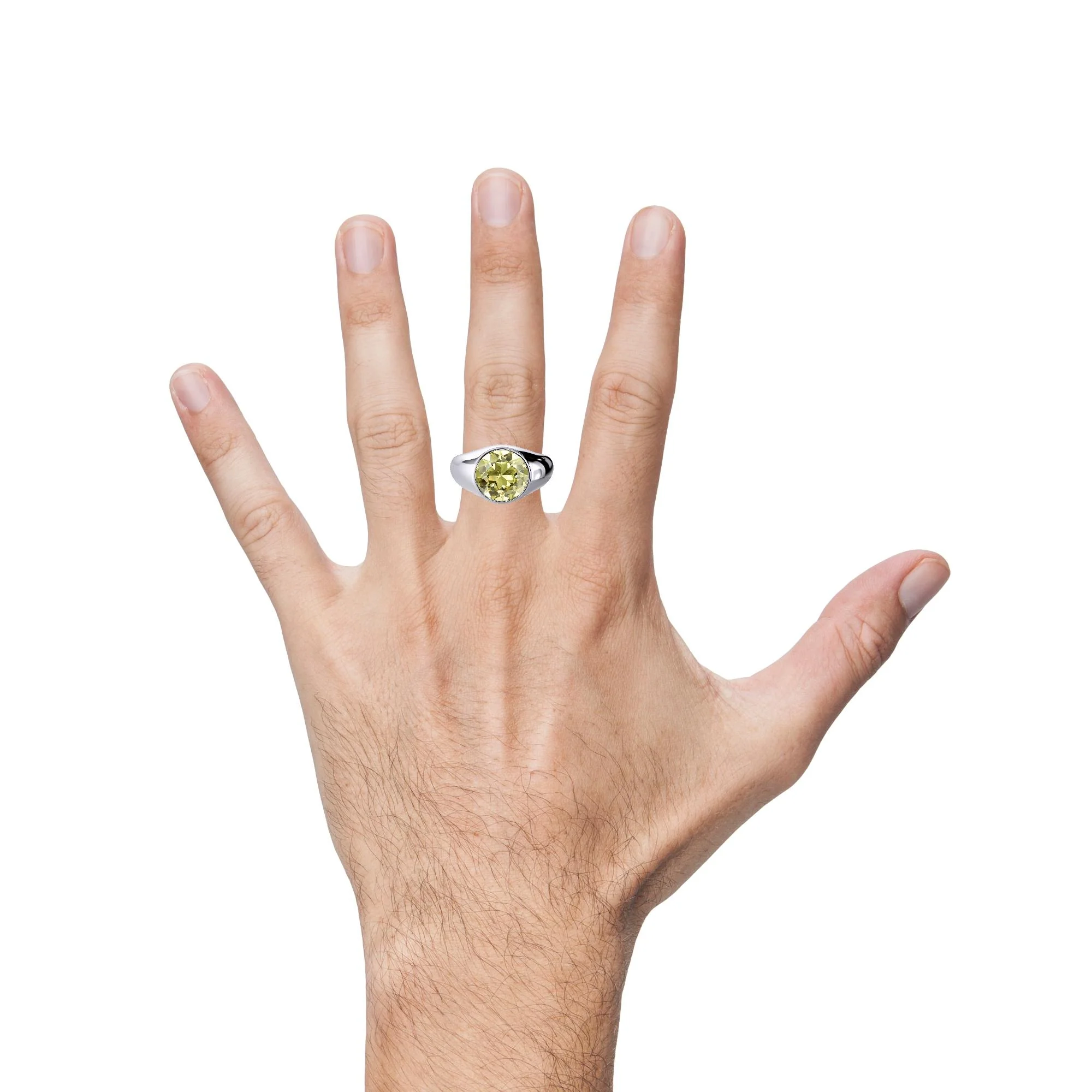 GIA Certified 4.65 Carat Fancy Deep Yellow Diamond Solitaire Bezel Set Mens Ring - Image 11
