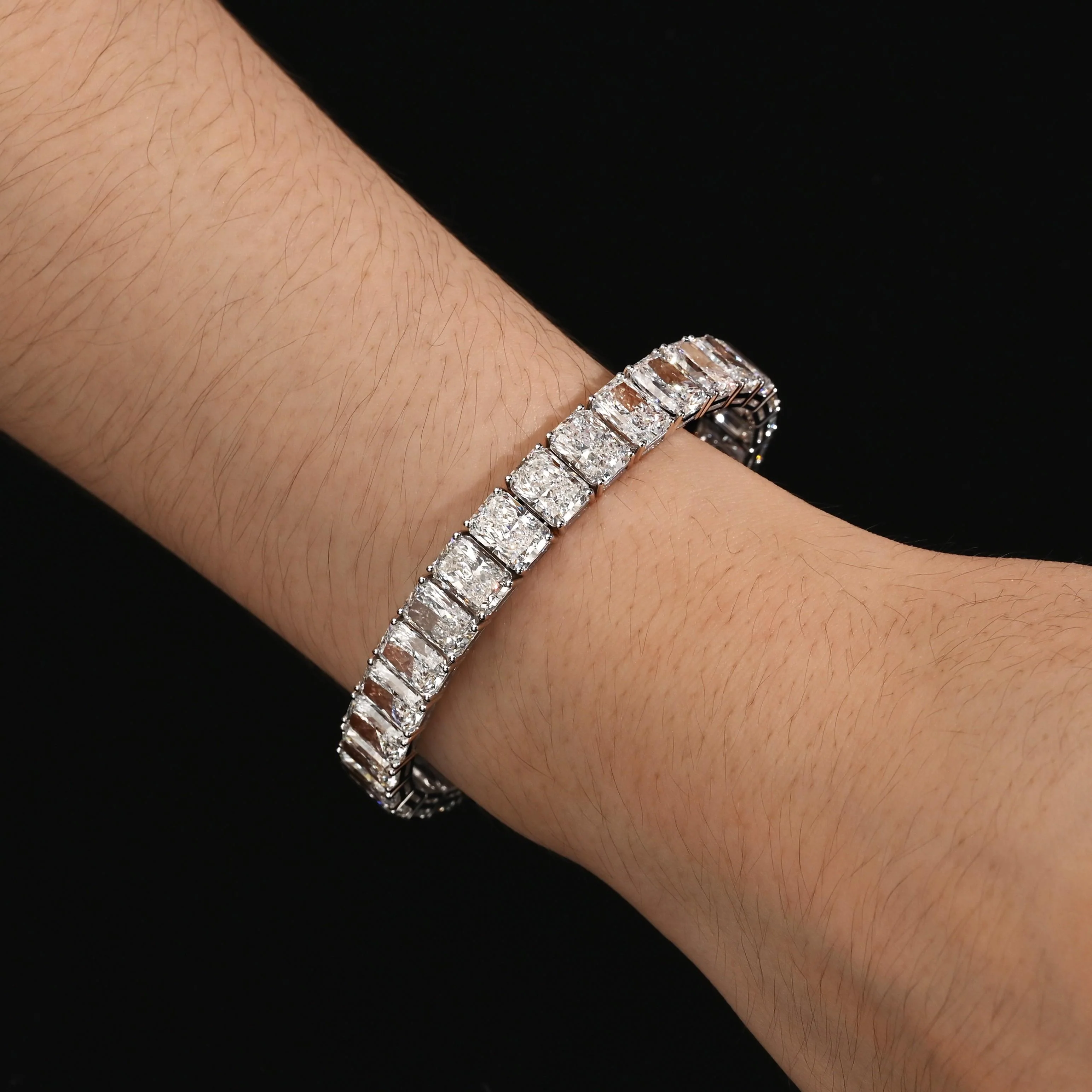 GIA Certified 46 Carat Radiant Cut Lab Grown Diamond Tennis Bracelet - Image 2