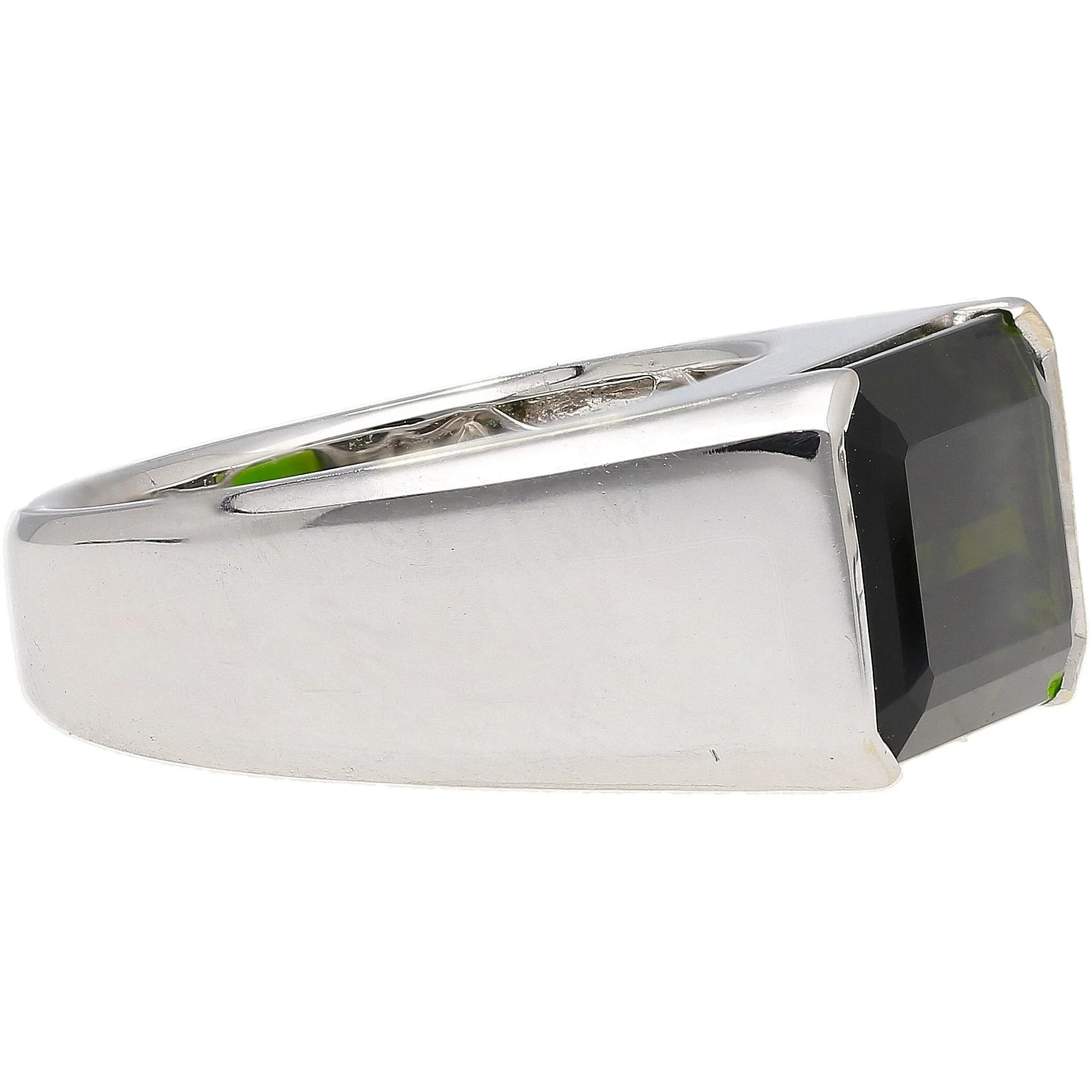 GIA Certified 6.47 Carat Green Tourmaline East-West Half Bezel 18K Ring - Image 5