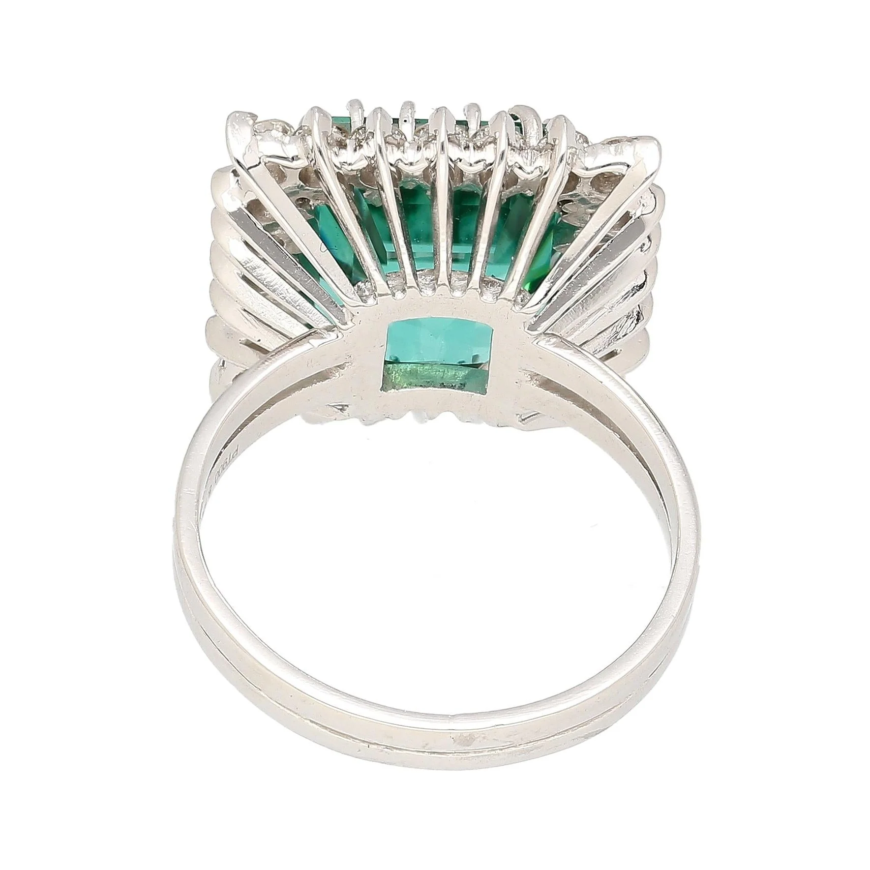 GIA Certified 8.17 Carat Tourmaline and Diamond Halo Square Shape Platinum Ring - Image 5