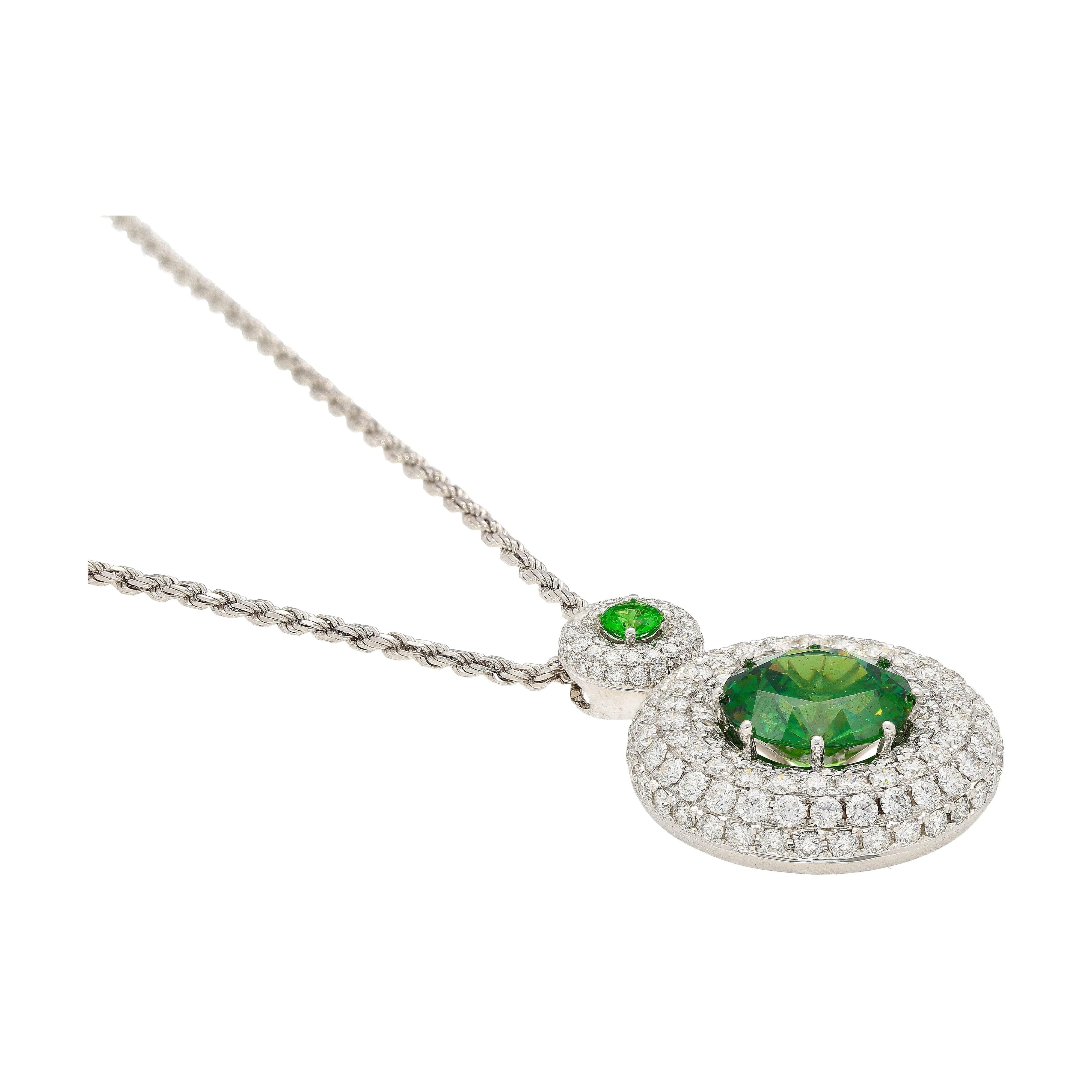 GIA Certified 8.58 Carat Demantoid Pendant Necklace in 18K White Gold - Image 4