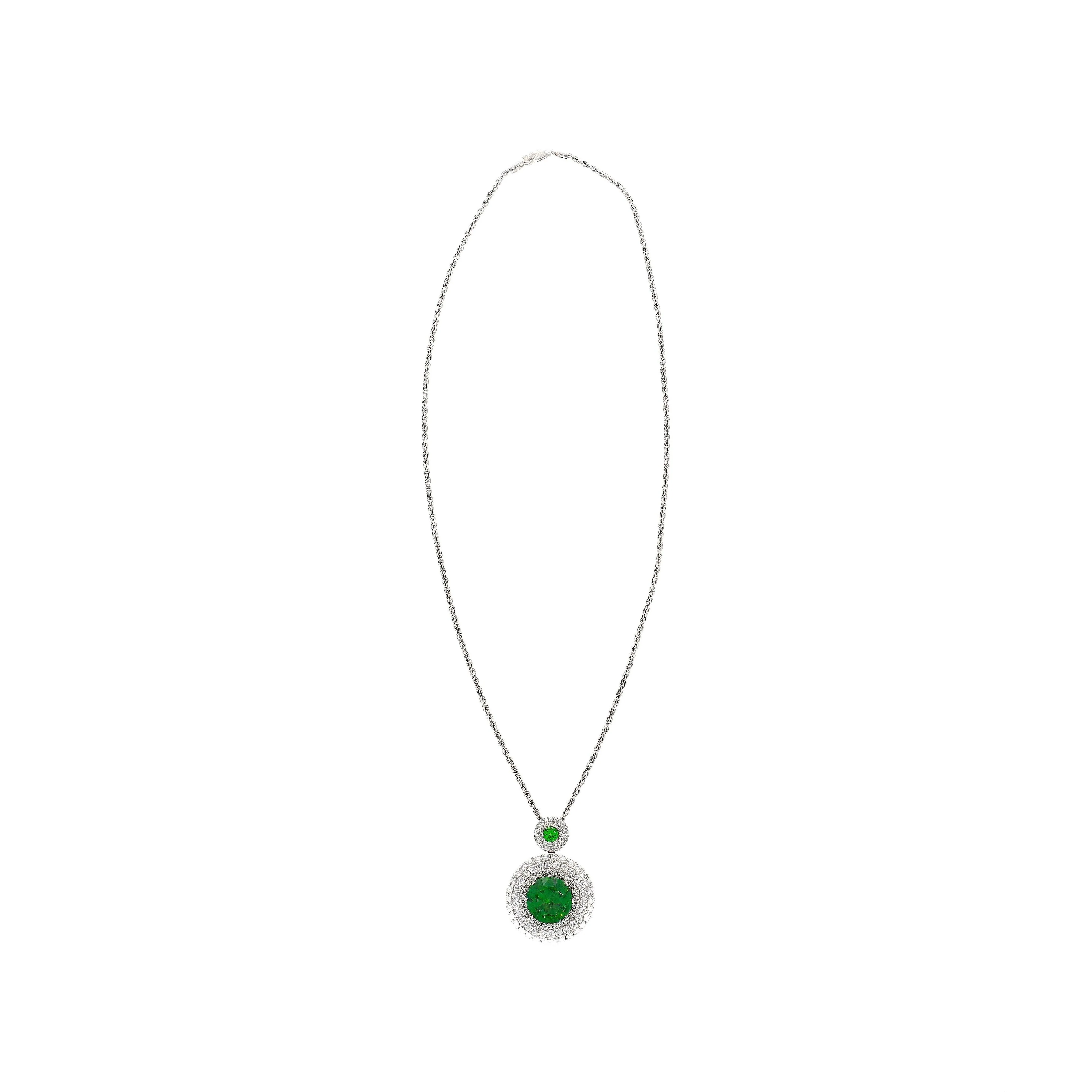 GIA Certified 8.58 Carat Demantoid Pendant Necklace in 18K White Gold - Image 6