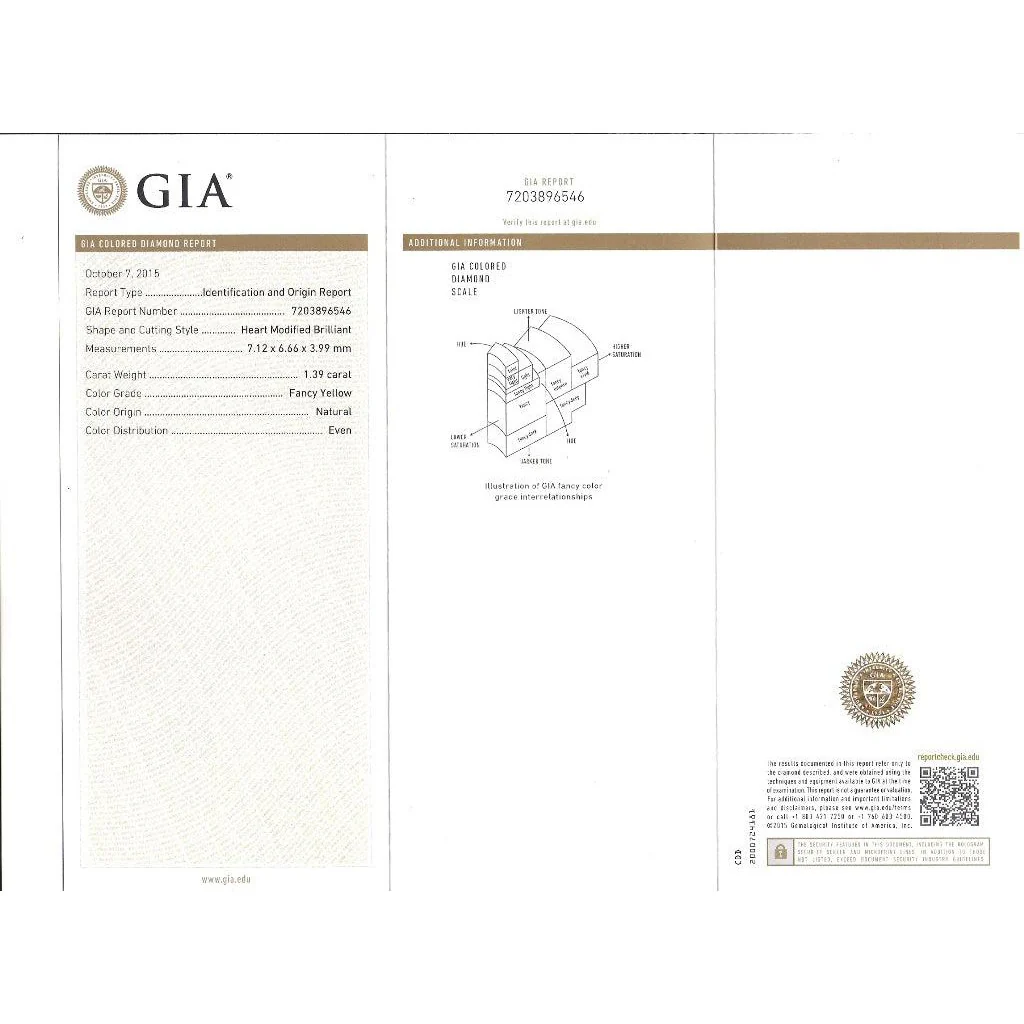 1.39 Carat GIA Certified Fancy Yellow Heart Cut Diamond Double Halo Ring - Image 9