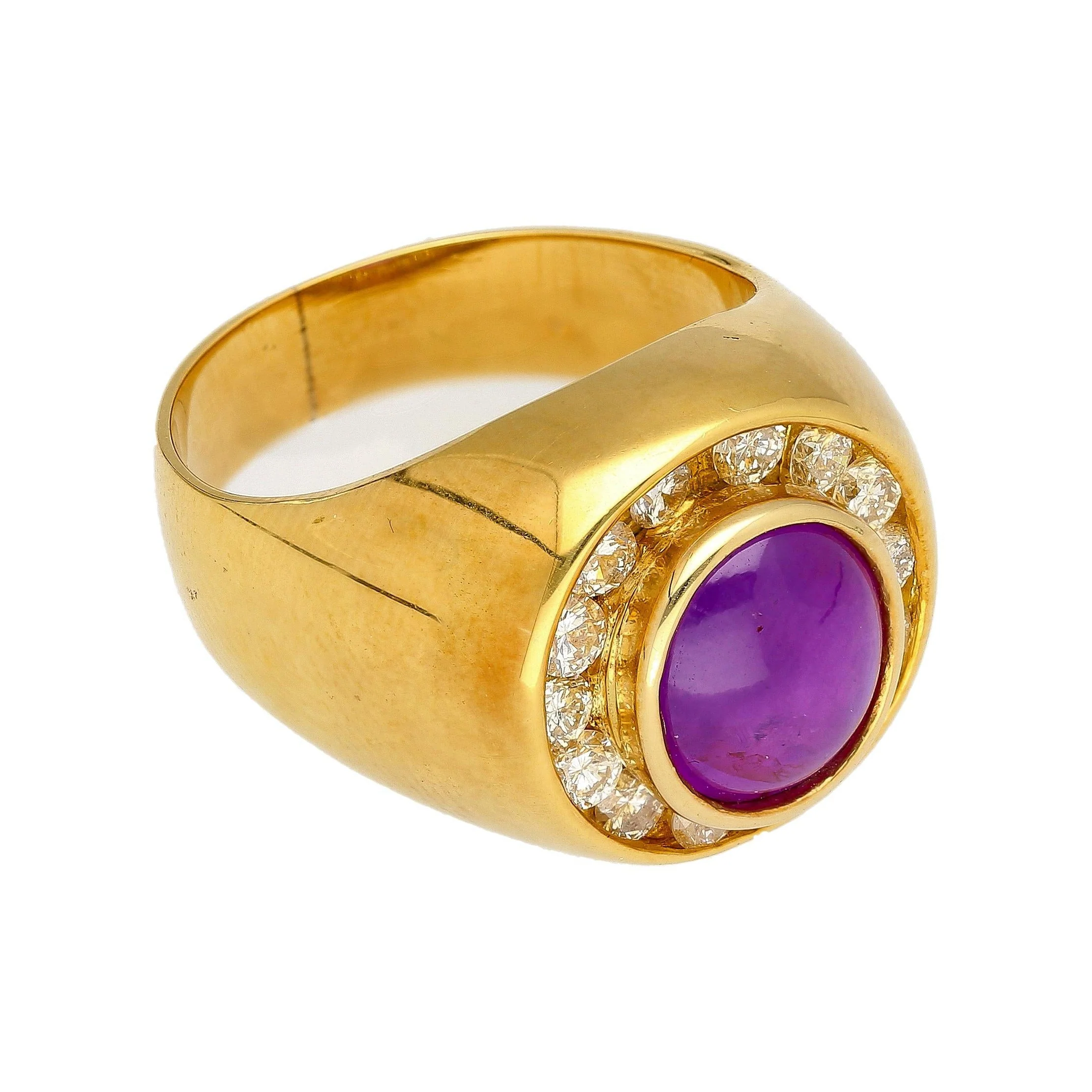 GIA Certified No Heat 3.50 Carat Pink/Purple Star Sapphire and Diamond Dome Ring - Image 5