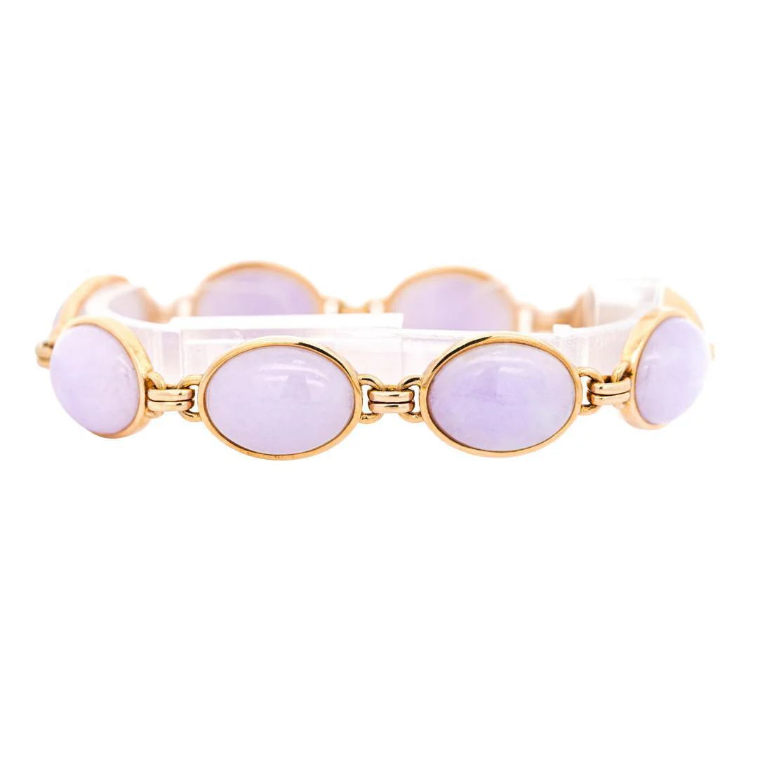 Gump's San Francisco Lavender Jade Link Bracelet and Earring Set - Image 7