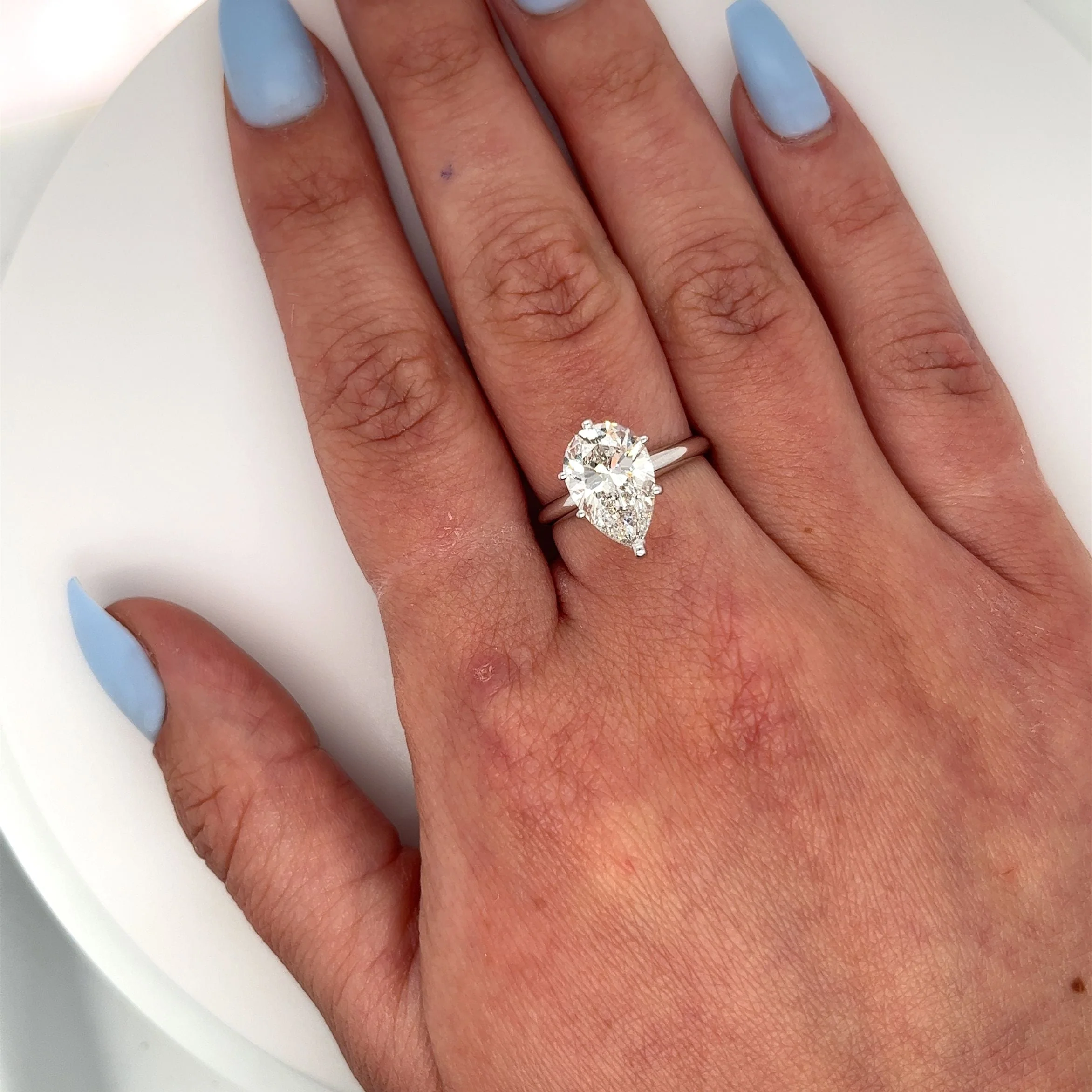 IGI Certified 3.01 Carat Pear Shape Lab Grown Diamond Solitaire Engagement Ring in 14k White Gold - Image 5