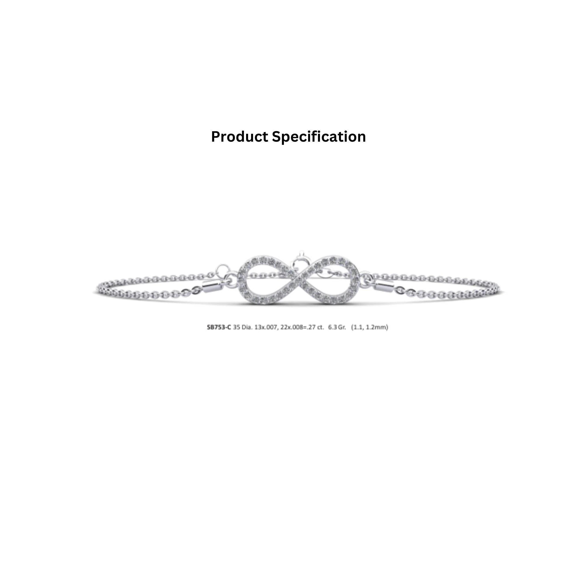 Infinity Pave Diamond Charm Bracelet in 14K - Image 5