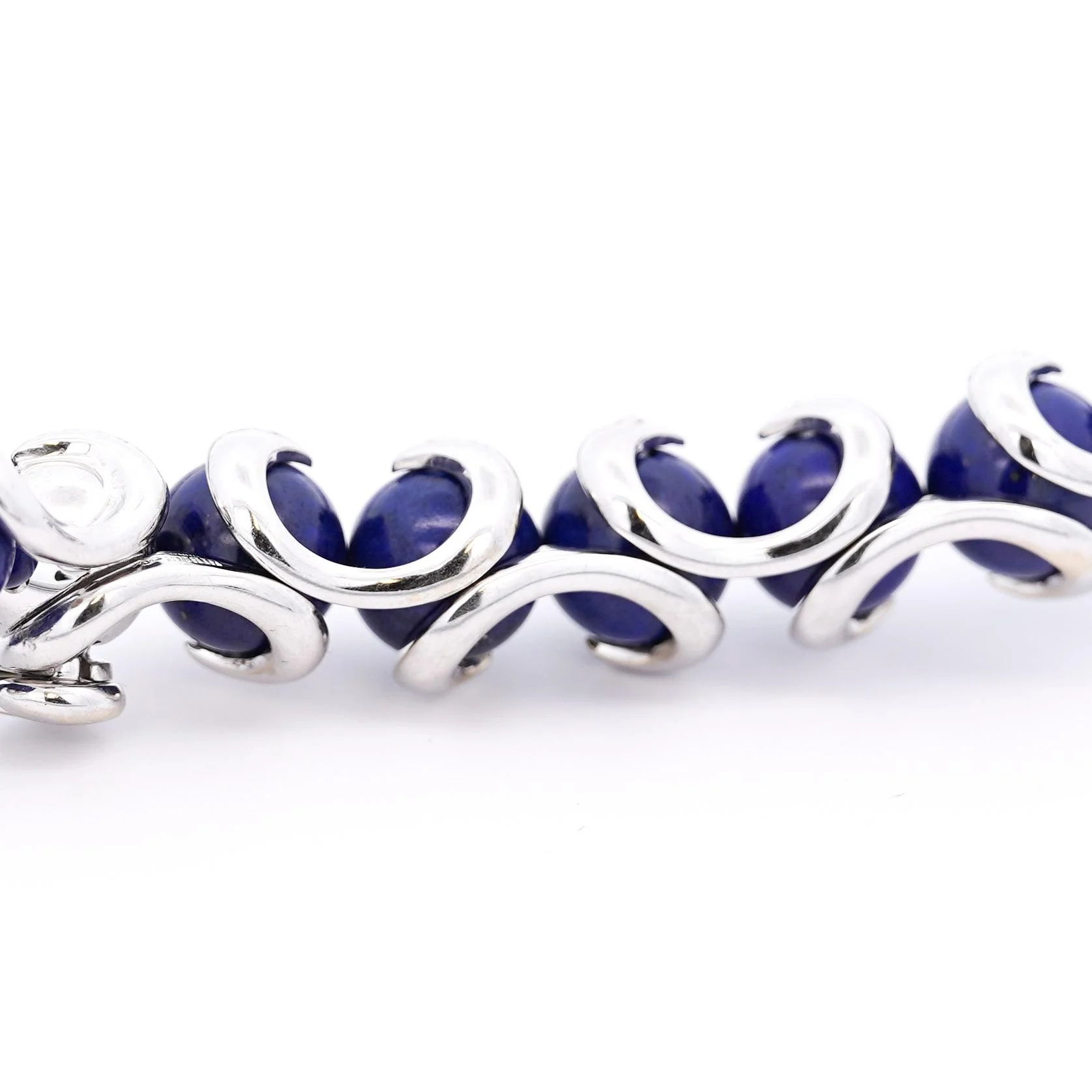 Lapis Lazuli Ball and Diamond 18K White Gold Choker Necklace Signed BIBIGI - Image 5
