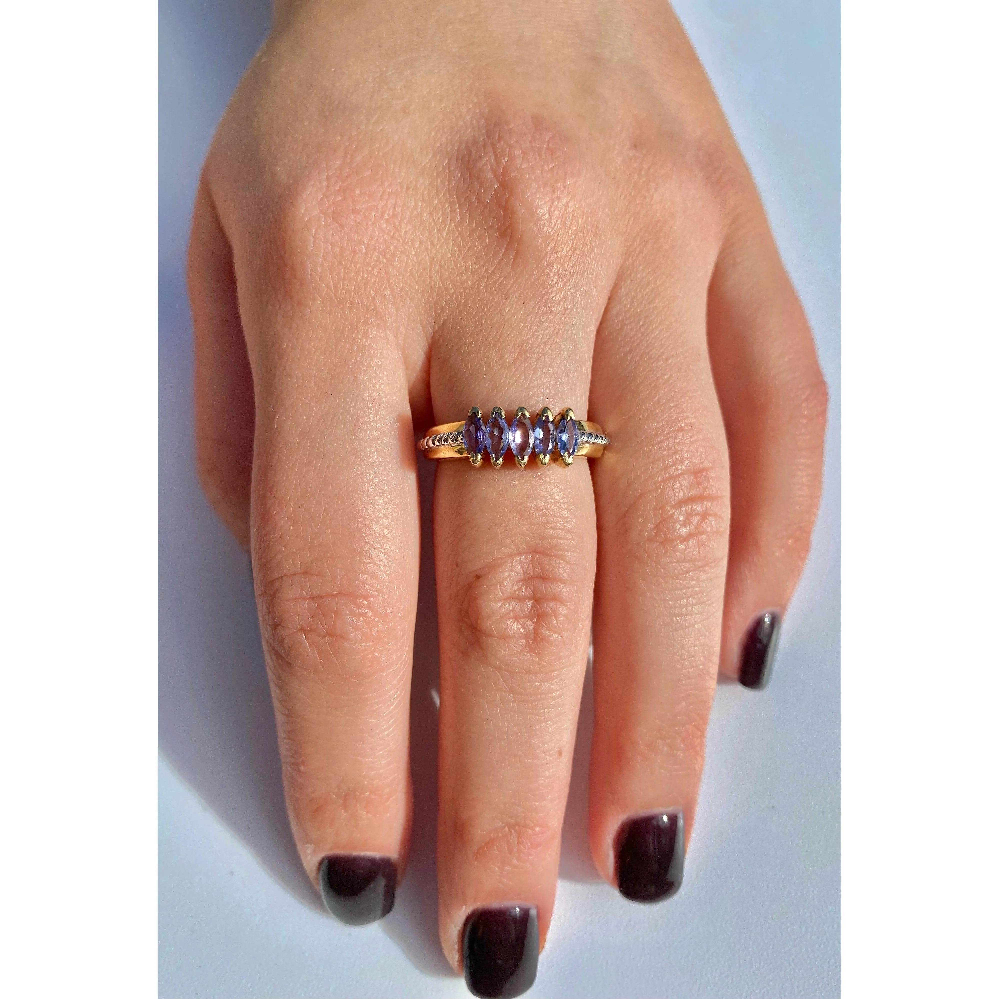 Marquise Cut Tanzanite in 14k Solid Gold Ring - Image 3