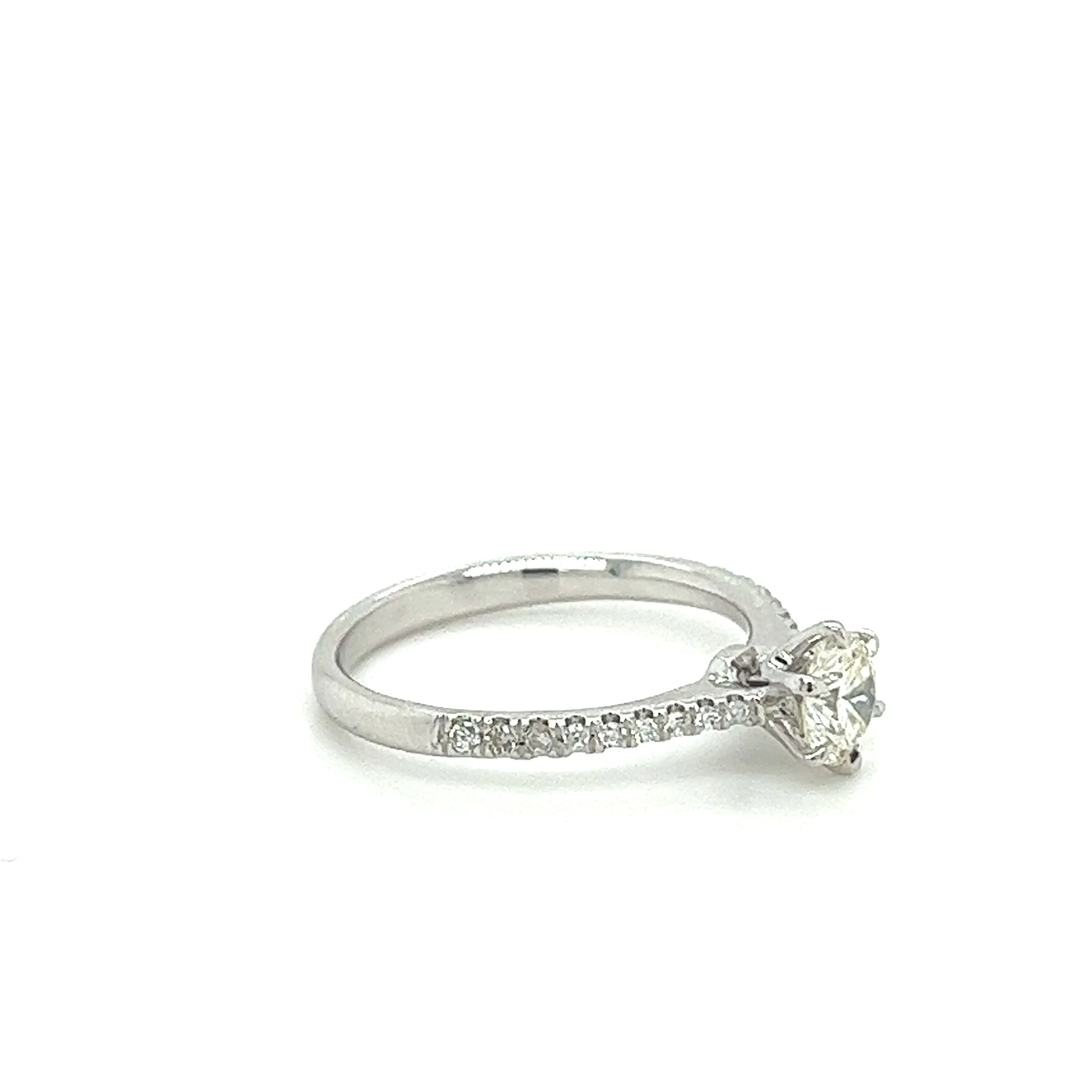 Natural 0.60 Carat Diamond Engagement Ring with 6-prong Straight Shank Diamond Sides in 18K White Gold - Image 2