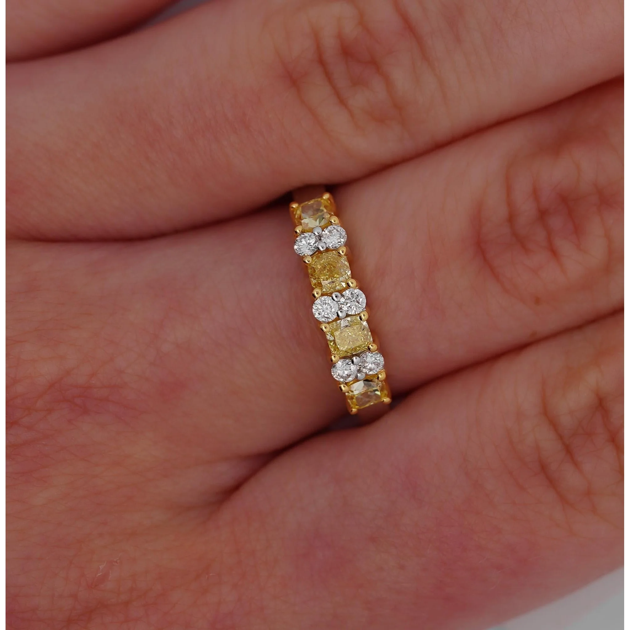 1 Carat TW Natural Cushion Fancy Yellow Diamond 5-Stone Band - Image 2