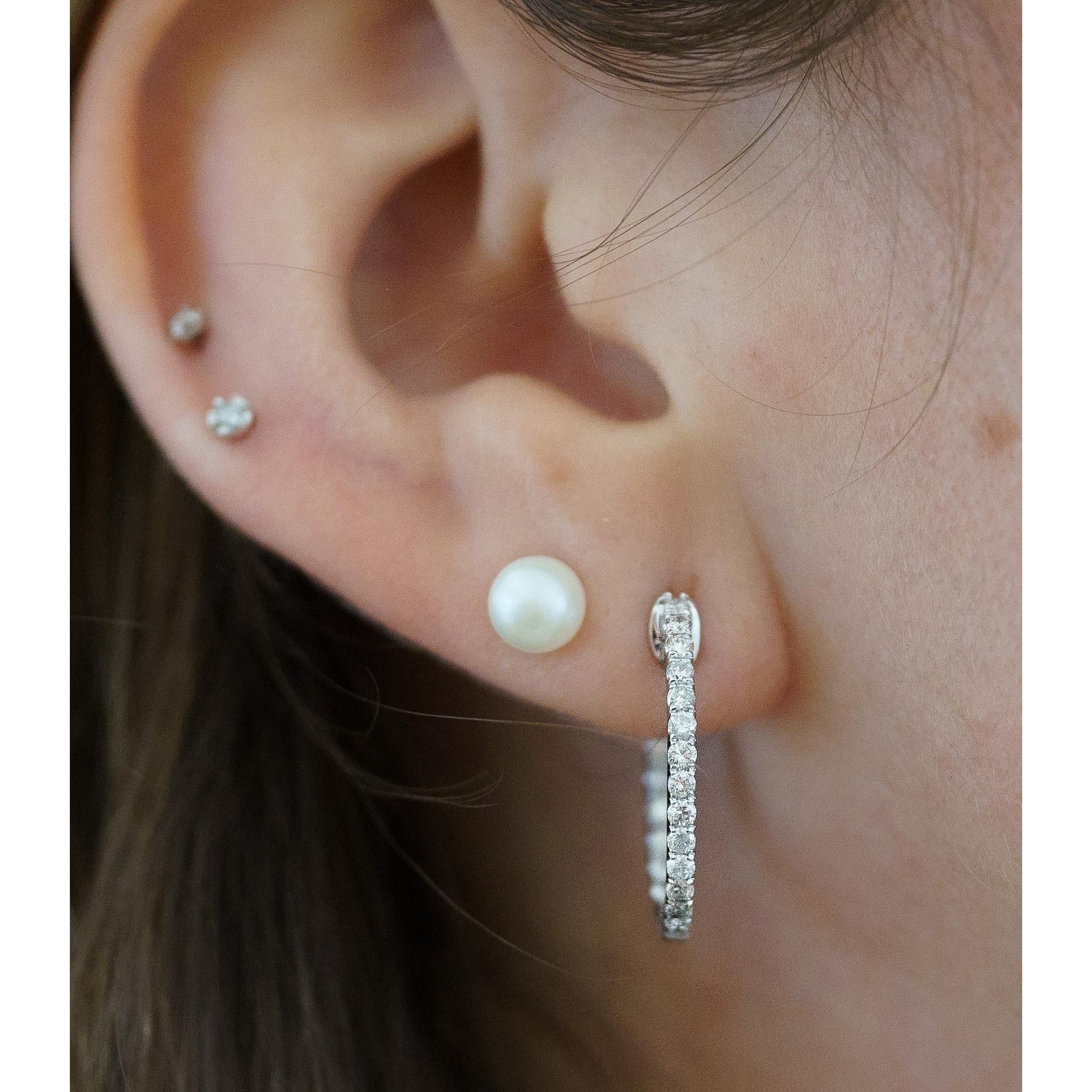 1 Carat TW Diamond Eternity Inside Out 18mm Hoop Earrings - Image 10