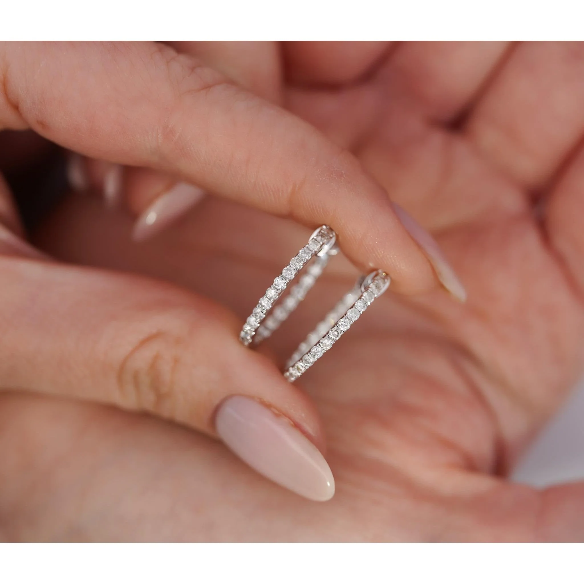1 Carat TW Diamond Eternity Inside Out 18mm Hoop Earrings - Image 7