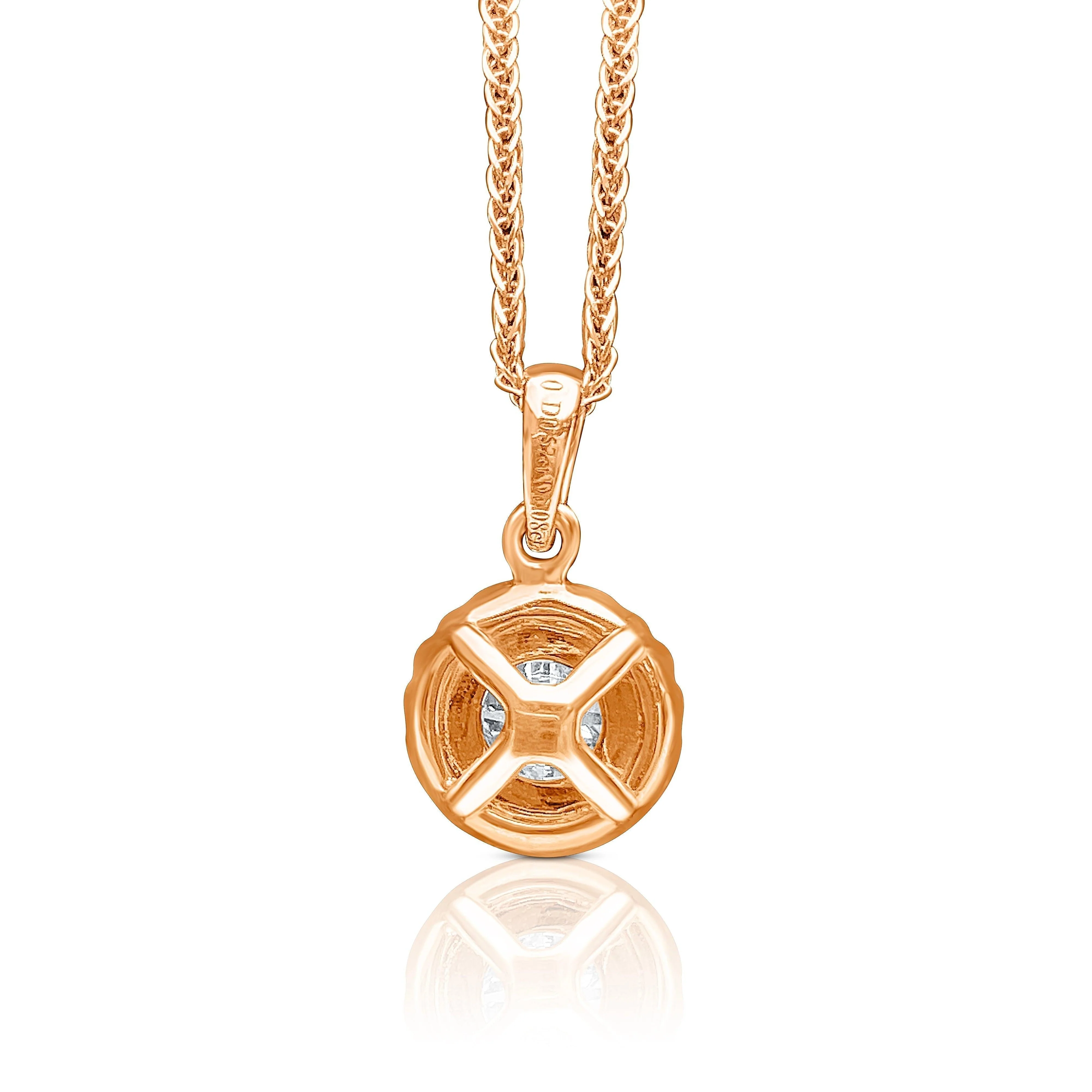 Natural Round Diamond Halo Pendant in 18k Rose Gold - Image 3
