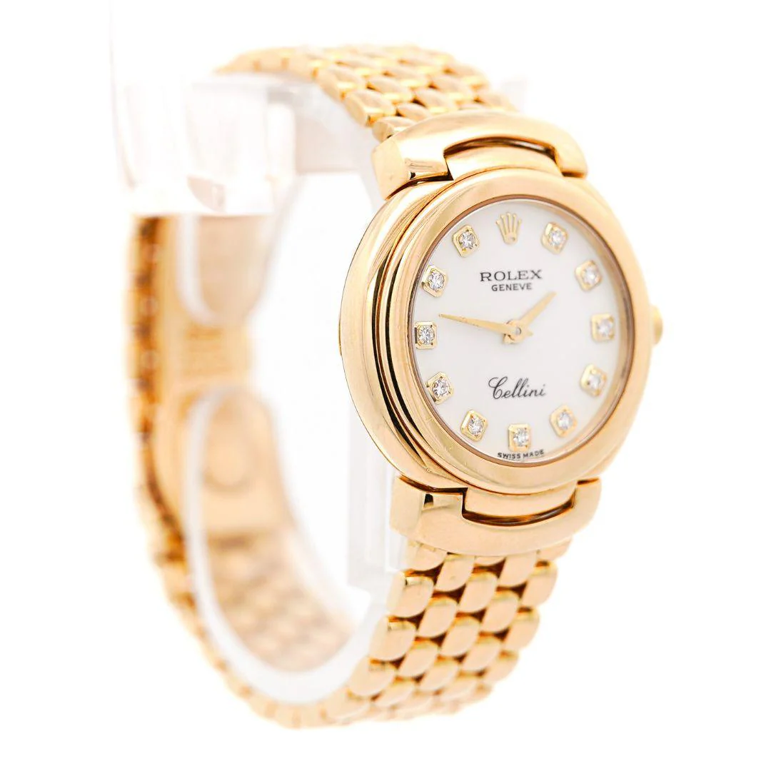 Rolex Cellini 18K Gold 26mm Quartz With Diamond Hour Marker Watch - Image 2