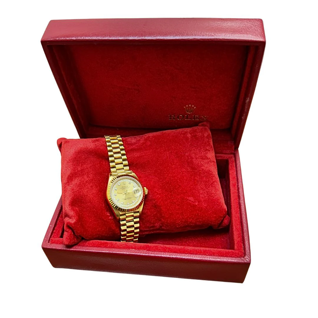Rolex Datejust Presidential Champagne 18K Gold Diamond Dial Fluted Watch - Image 11