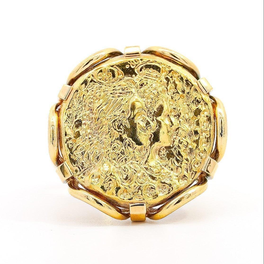 Salvador Dali For Piaget 'Dalí d'Or' 22K Gold Coin Ring in 18K Gold Setting | Retailed by Van Cleef & Arpels at Bergdorf Goodman Paris Jewels Boutique