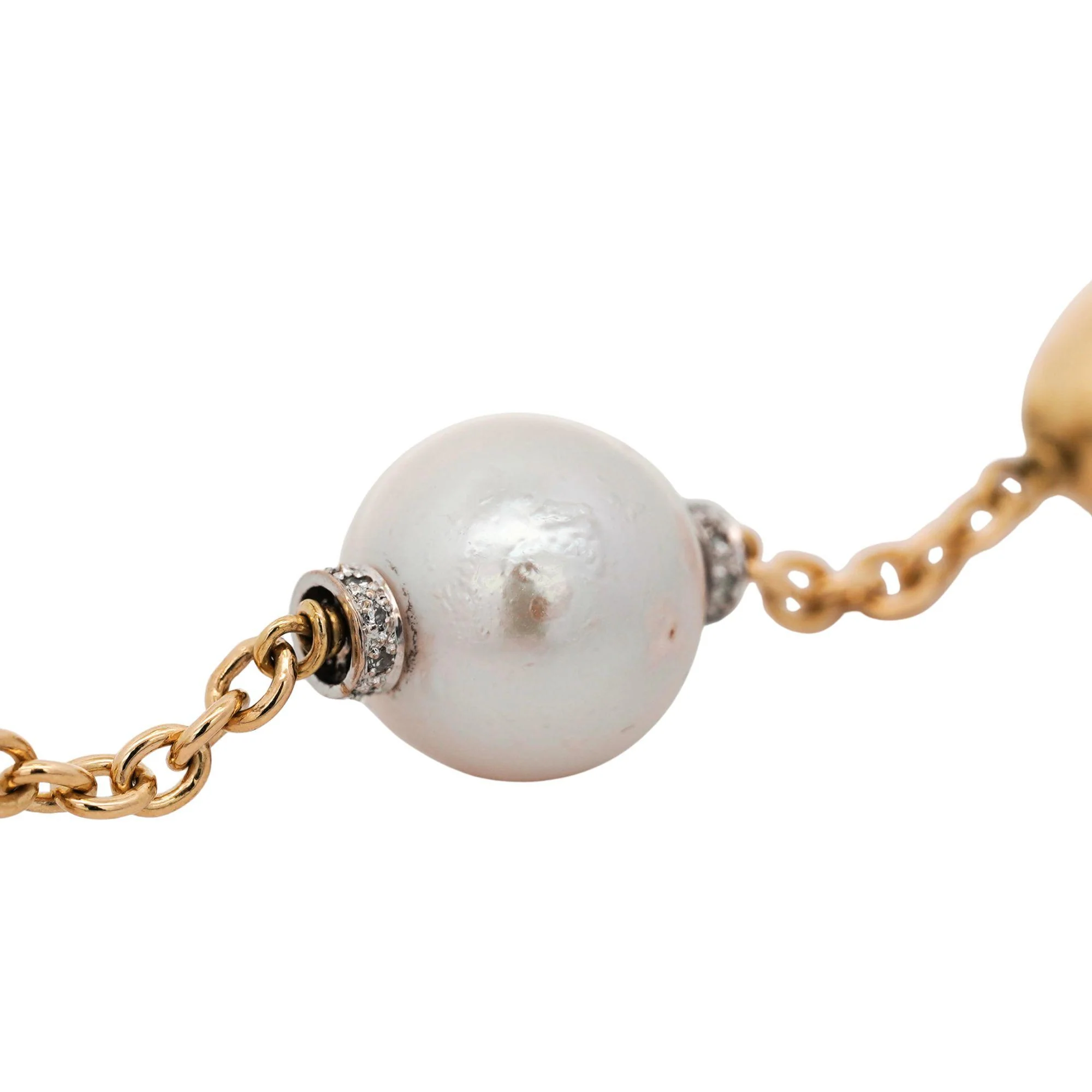 South Sea and Akoya Pearl With Gold Beads 18K Gold Station Bracelet - Image 6