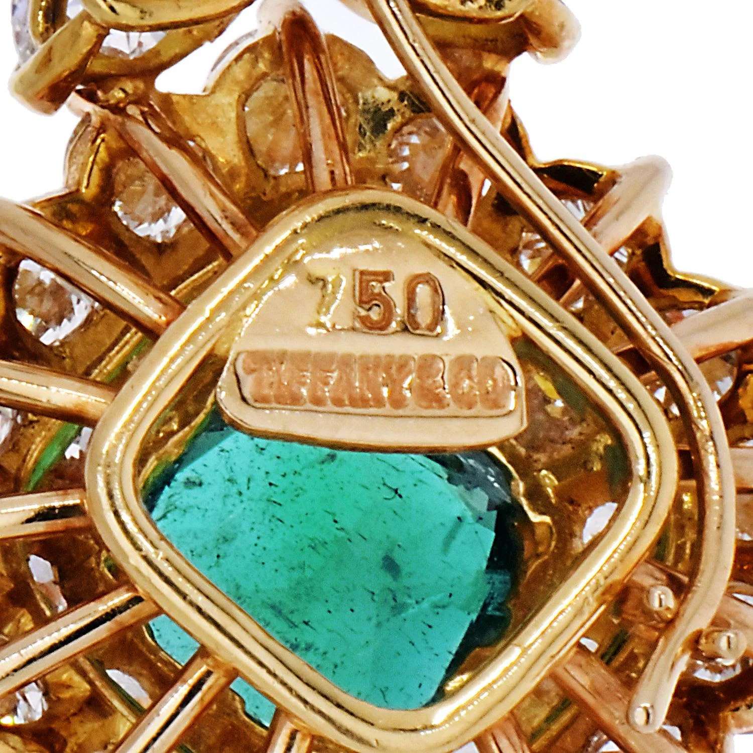 Tiffany and Co. Signed Emerald and Diamond Drop Earrings - Image 5