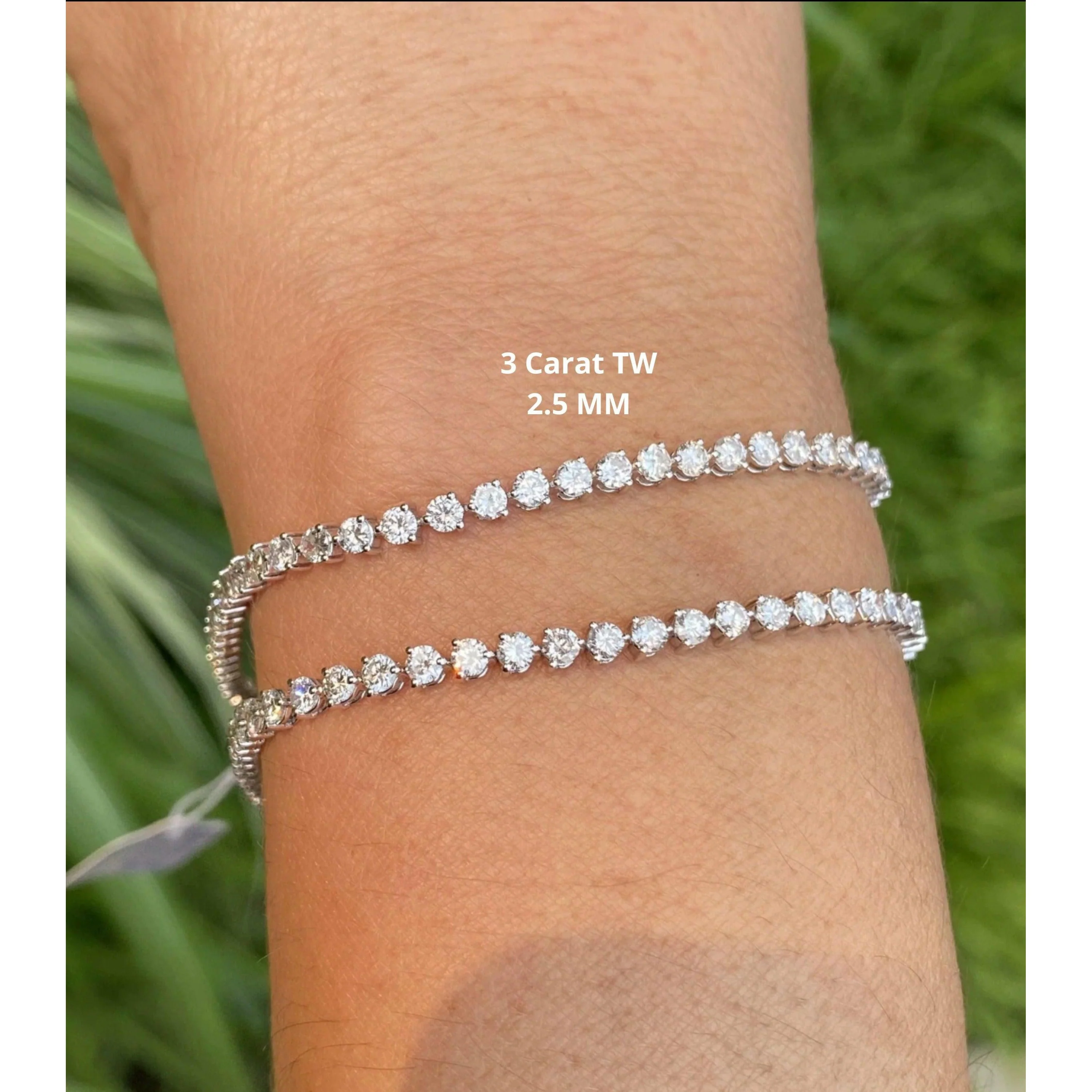 2-10 Carat Natural Diamond 3-Prong 14k Tennis Bracelet - Image 10
