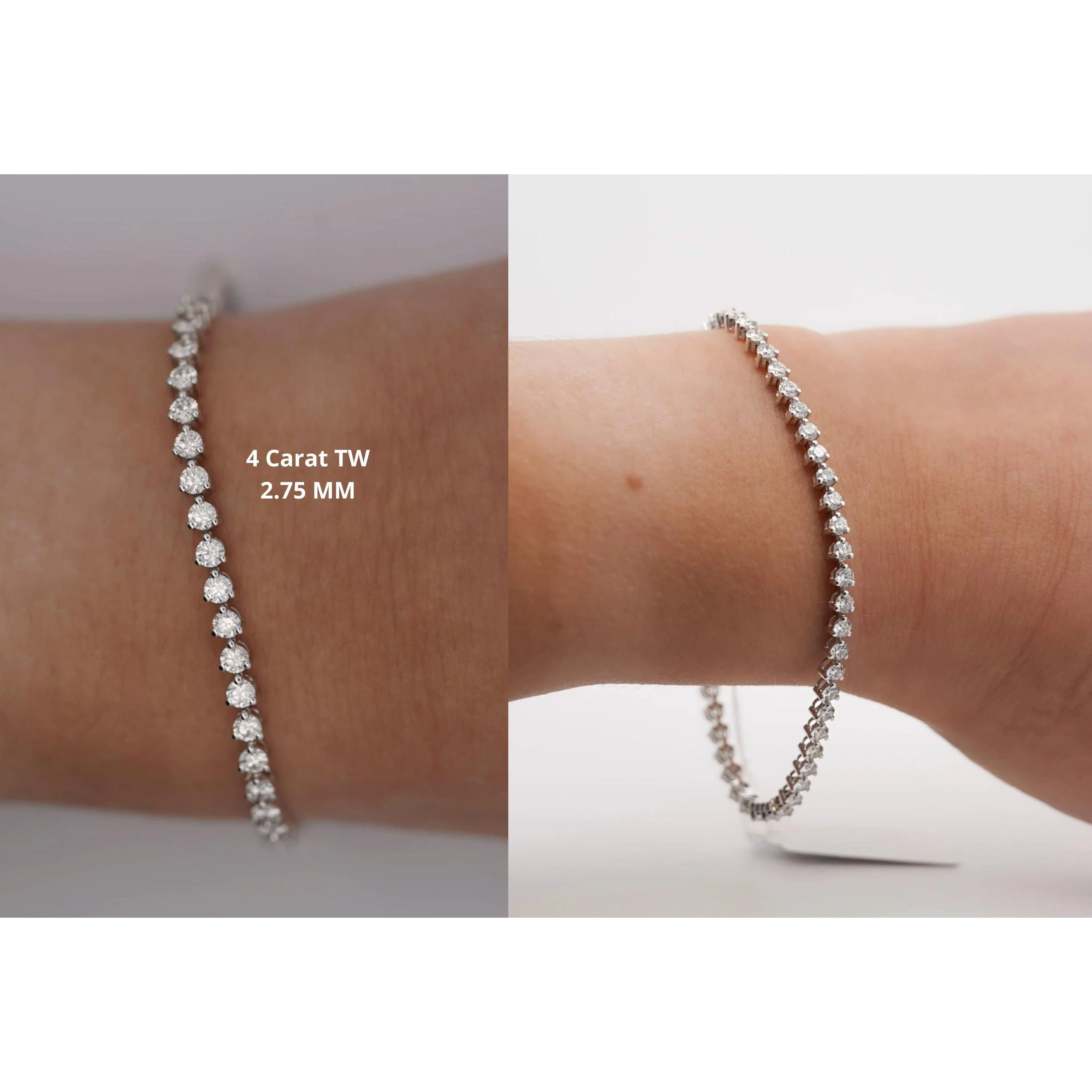 2-10 Carat Natural Diamond 3-Prong 14k Tennis Bracelet - Image 11
