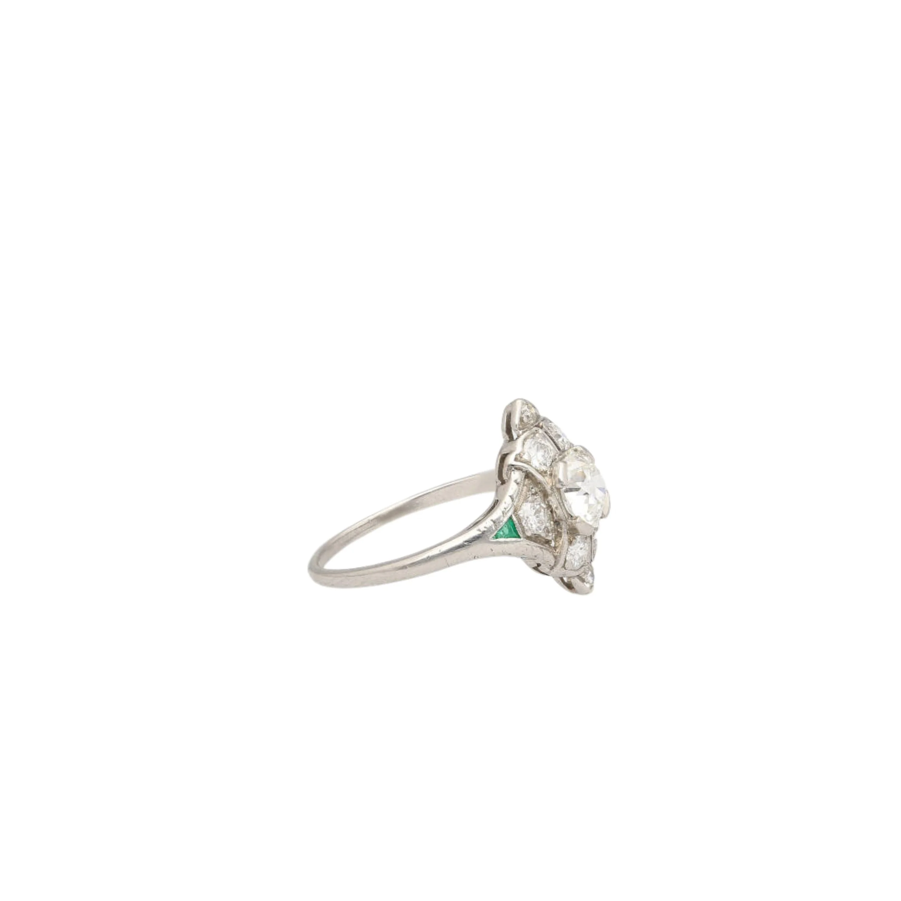 Vintage Art Deco 1 CTTW Old Euro Cut Diamond Ring in Platinum 900 - Image 3