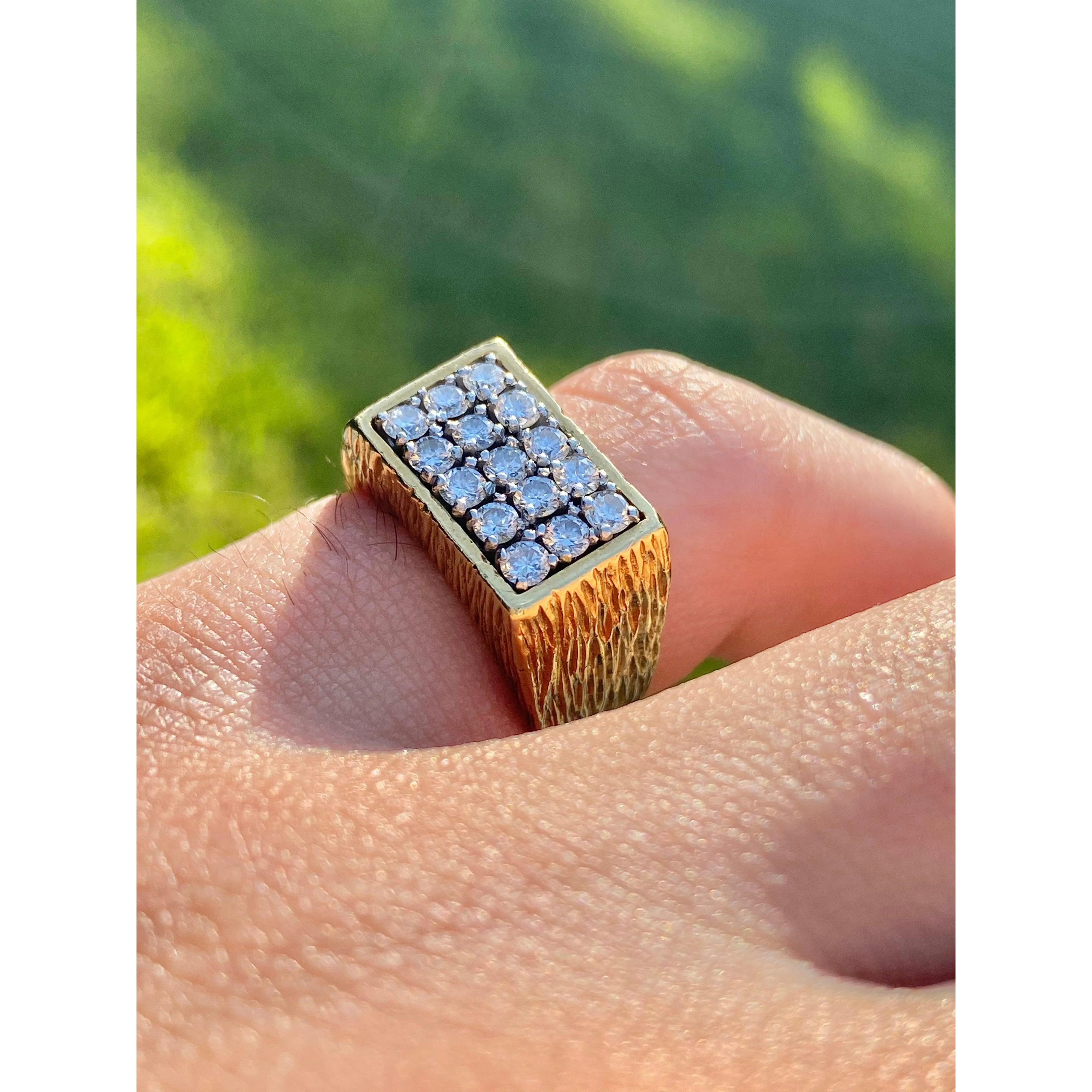 Vintage Diamond Cluster and Gold Mens Pinky Ring - Image 3
