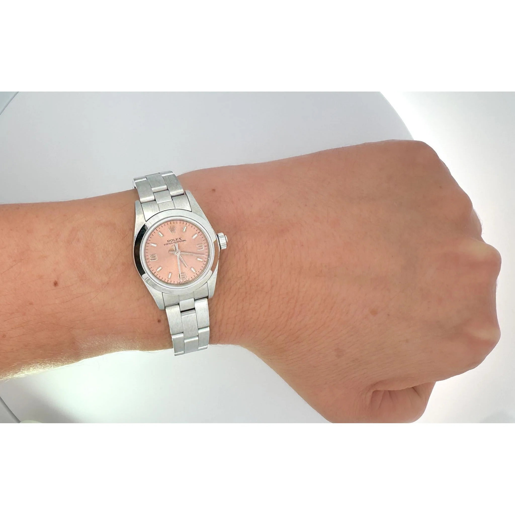 Vintage Rolex Ladies Oyster Perpetual 76080 Pink Dial Watch | Box & Papers - Image 7